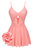 Pink 1940s Bow Halter One-piece Swimsuit