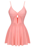 Pink 1940s Bow Halter One-piece Swimsuit