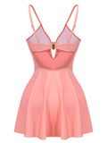 [US Warehouse] Pink 1940s Bow Halter One-piece Swimsuit