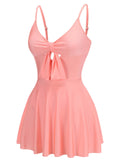 Pink 1940s Bow Halter One-piece Swimsuit