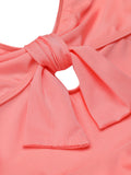 [US Warehouse] Pink 1940s Bow Halter One-piece Swimsuit