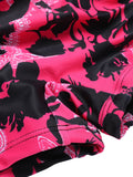Black & Pink 1950s Floral Halter Swimsuit