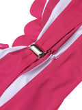 Rose Pink 1940s Stripes Halter Bikini Set