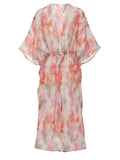 Pink 1960s Coral Lace-Up Cover Up