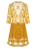 Yellow 1960s Lace Crochet Cutout Cover Up
