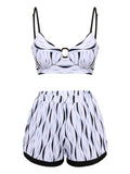 1950s Water Ripple Patchwork Strap Swimsuit