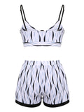 1950s Water Ripple Patchwork Strap Swimsuit