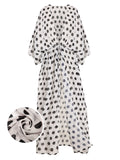 Black&White 1960s Polka Dots Long Cover-up