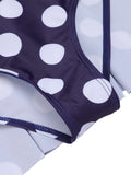 Navy Blue 1940s Polka Dot Halter Swimsuit
