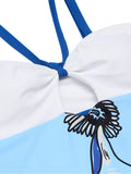 Blue 1940s Dolphin Halter One-piece Swimsuit