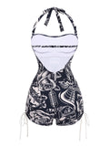 1940s Dark Comics Halter Swimsuit