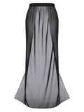 Black 1960s Solid Long Skirt Cover-up