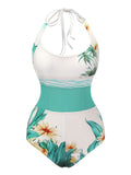 1950s Coconut Tree & Beach Patchwork Swimsuit