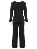 3PCS Black 1960s Solid Pajamas