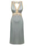 1950s Lace Backless V-Neck Satin Sleepwear