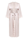 Light Pink 1940s Lace-up Satin Sleepwear