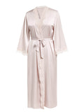 Light Pink 1940s Lace-up Satin Sleepwear