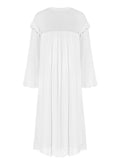 White 1960s Solid Lantern Sleeve Nightgown