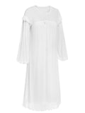 White 1960s Solid Lantern Sleeve Nightgown