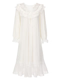 White 1940s Mesh Patchwork Sleepwear