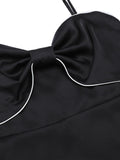 Black 1940s Bowknot Strap Sleepwear