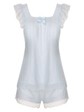 Light Blue 1950s Square Collar Pajamas