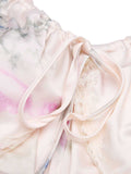 White 1950s V-Neck Ruffles Floral Lace Sleepwear