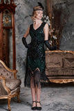 [US Warehouse] Dark Green 1920s Sequined Flapper Dress