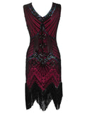 [US Warehouse] Rose Red 1920s Flapper Sequin Dress