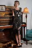 1920s Sequined Fringe Flapper Dress
