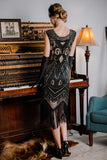 1920s Sequined Fringe Flapper Dress