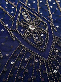 [Clearance] Blue 1920s Sequined Maxi Flapper Dress-US Warehouse