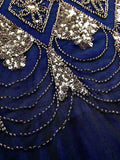 [Clearance] Blue 1920s Sequined Maxi Flapper Dress-US Warehouse