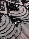 [US Warehouse] Pink 1920s Cap Sleeve Sequin Evening Dress
