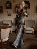 [US Warehouse] Pink 1920s Cap Sleeve Sequin Evening Dress