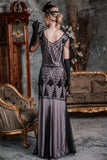 [US Warehouse] Pink 1920s Cap Sleeve Sequin Evening Dress