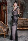 [US Warehouse] Pink 1920s Cap Sleeve Sequin Evening Dress