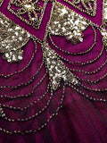Rose Red 1920s Sequined Maxi Flapper Dress