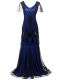 1920s Sequined Maxi Flapper Dress