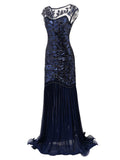 [US Warehouse] Blue 1920s Sequin Maxi Dress