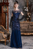 Blue 1920s Sequin Maxi Dress