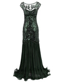 Green 1920s Sequin Maxi Flapper Dress