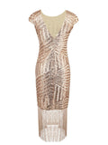 Pink 1920s Sequin Fringed Dress