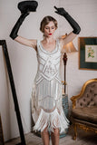 White 1920s Fringed Flapper Dress