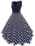 [US Warehouse] Blue 1950s Floral Plus Size Swing Dress