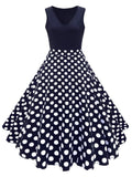 [US Warehouse] Blue 1950s Floral Plus Size Swing Dress