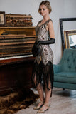 [US Warehouse] White 1920s Sequined Fringe Dress