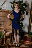[US Warehouse] Blue 1920s Sequin Art Deco Flapper Dress