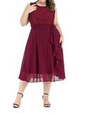 [Plus Size] 1950s Solid Lace Swing Vintage Dress