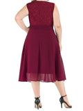 [Plus Size] 1950s Solid Lace Swing Vintage Dress